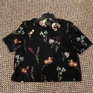 Zara Black Floral Blouse
